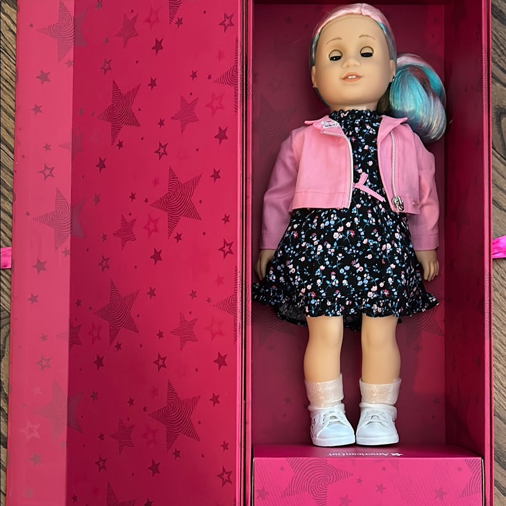American Girl Pink and Blue Doll with Unique Two-Toned Hair